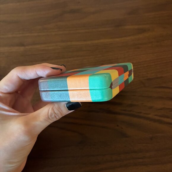 Pre-owned Kikkerland Multi-Colored Plaid Portable Travel Jewelry Case - Picture 7 of 8